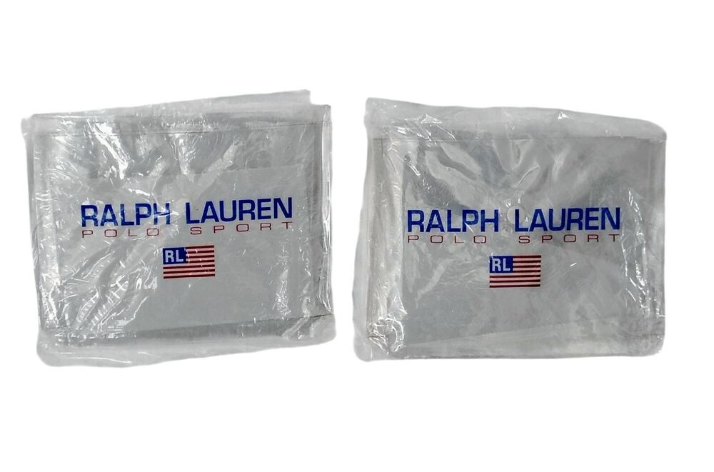 2 Ralph Lauren Polo Sport Clear Plastic Makeup Pouch Toiletry Bag Travel Vtg NEW